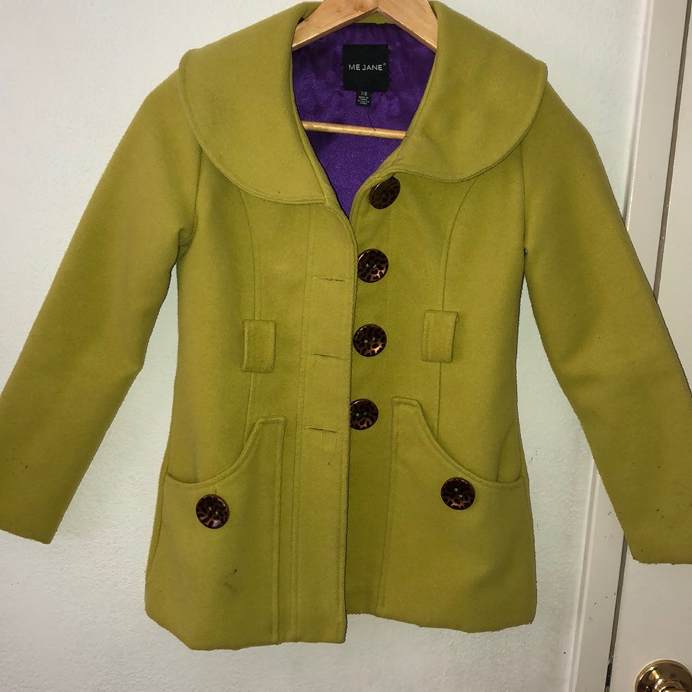 Lime Green Button Front Coat